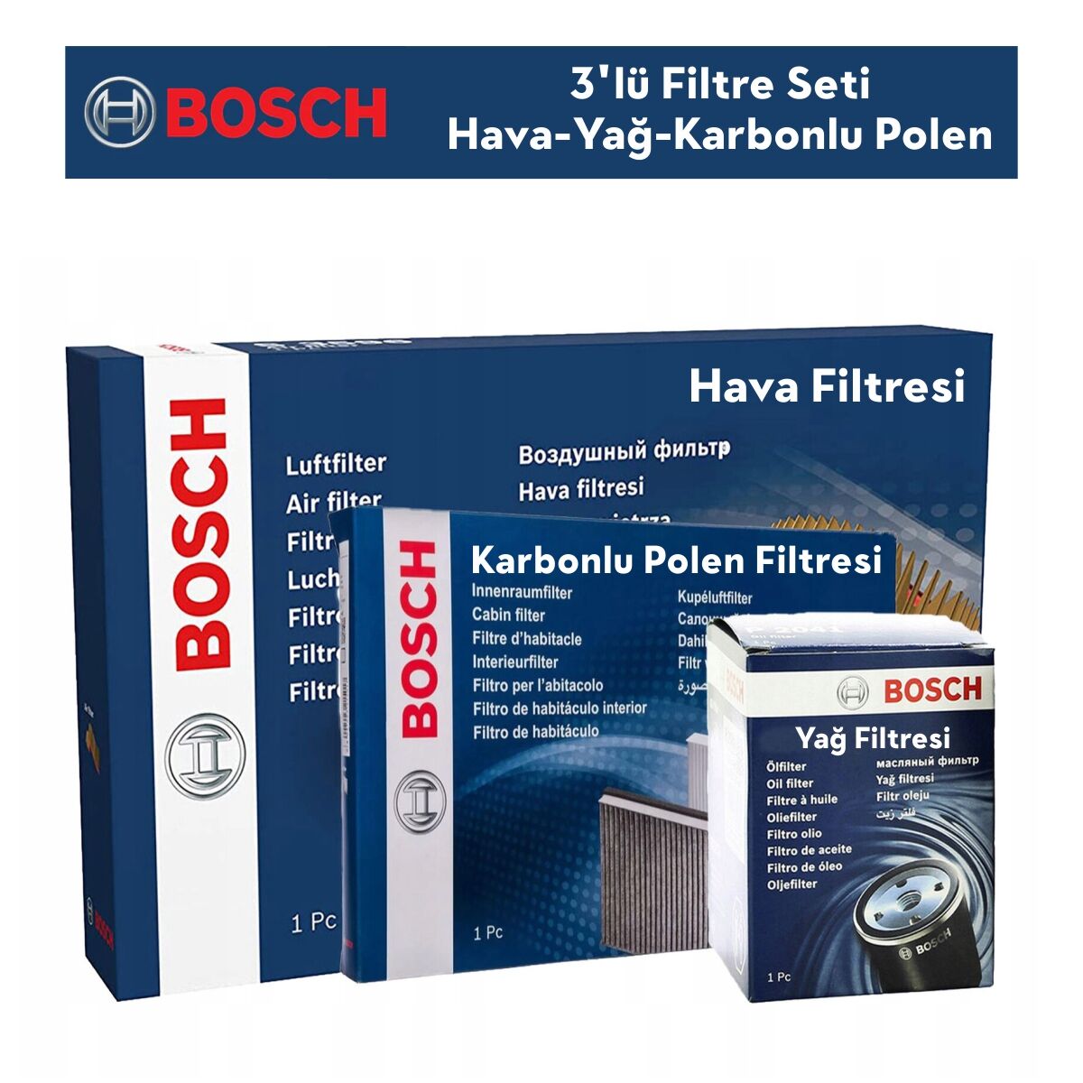 Citroen C3 1.2 PureTech Otomatik Vites Filtre Bakım Seti 3'Lü 2019-2024 BOSCH BH115184K